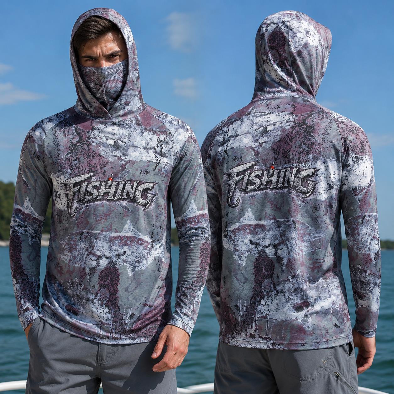 Fishing Mask Sun Protection - Camiseta de Pesca con Capucha para